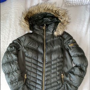 Micheal Kors Olive Green Leopard Print Jacket